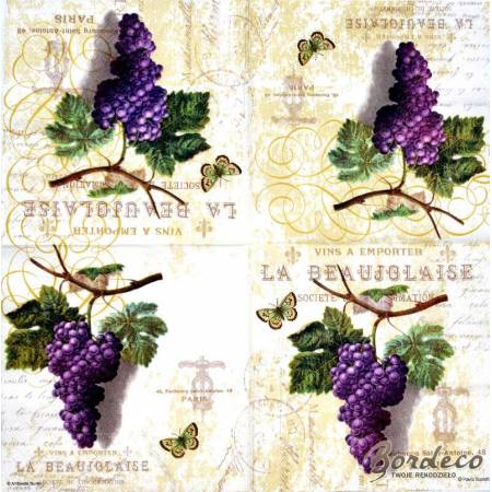 Serwetka decoupage firmy AMBIENTE dojrzale winogrona 33x33cm